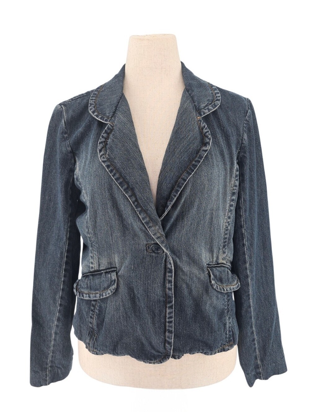 Mossimo XXL Denim Blazer Jacket Blue Cotton Jean Jacket Tailored Layer